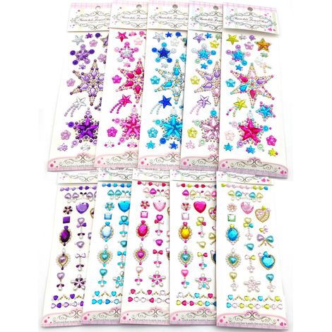 Beyamis Autocollants décoratifs en strass 3D, autocollants décoratifs à faire soi-même, couleurs variées, lot de 10 (1/5)