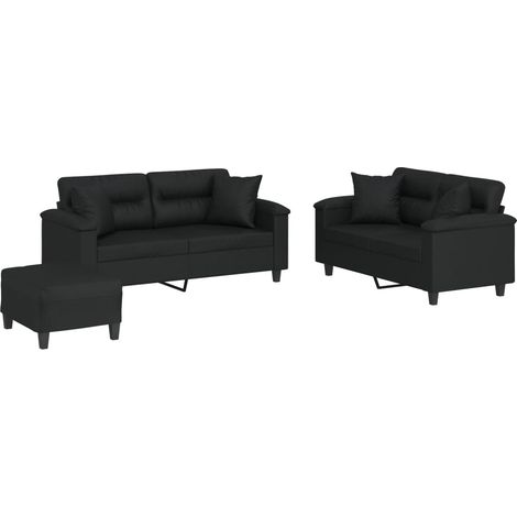 Maison Exclusive - Set di Divani 3 pz con Cuscini Nero in Similpelle