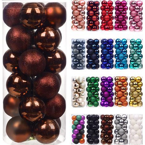 Boules de Noël 24 pièces en plastique, ornements décoratifs pour sapin, mariage, fête, maison et célébrations de fin d’année (1/5)