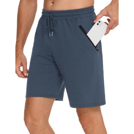 Men's Sports Shorts 100% Cotton Running Shorts Short Summer Jogging Trousers with Pockets Zip Shorts and Bermuda Shorts Fitness Lightweight and Soft Training Bottoms S-XXL (1/5)