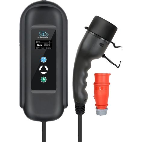 Tragbares Ladegerät für Elektrofahrzeuge, Touchscreen-Oberfläche, drahtlose Verbindung, 11 kW, keine App erforderlich (1/2)