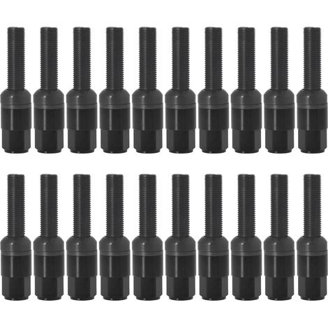 Boulons de roue M14x1,5 à siège conique, tige de 45 mm, hexagone de 17 mm, accessoires de roue universels pour voiture, noirs (1/5)