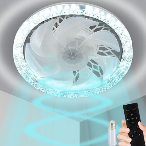 Ventilateur de plafond encastré avec télécommande 12", à visser, avec éclairage, luminosité et température de couleur réglables, design moderne et discret, idéal pour chambre, petit salon ou cuisine. (1/5)