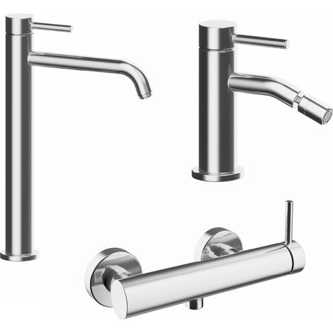 Set miscelatori lavabo alto bidet senza scarico ed esterno doccia cromato Bette (1/4)