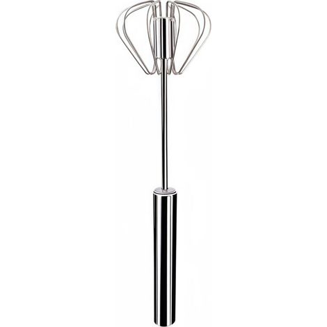 Fouet à œufs en acier inoxydable, mélangeur rotatif à poussée manuelle, mousseur à lait polyvalent, agitateur manuel pour mélanger, fouetter, battre et remuer (29 cm)