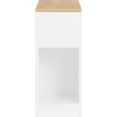 SoBuy Mesas de Noche con 3 Compartimentos, Mesa Auxiliar Mesas de Noche para Dormitorio, Sofá, Salón, Comedor, Cocina, Pequeña Mesa Alta Delgada Blanca y de Madera 25 x 65 x 60 cm FBT162-WN