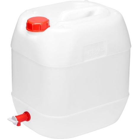 Garronda Jerrican Eau avec Robinet sans BPA jerrican Alimentaire d'eau bidon 20L jerrican Eau 20L bidon Etanche Reservoir Eau Camping Car bidon Eau Camping Accessoires Blanc GD-0083