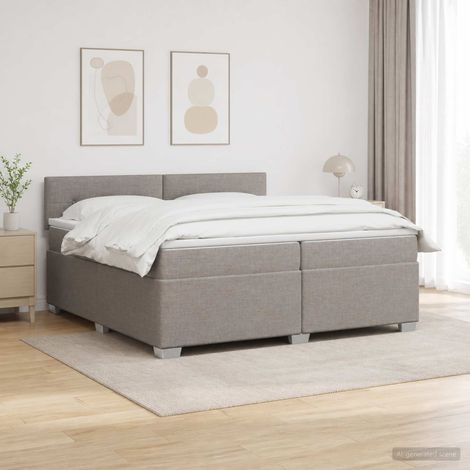 vidaXL Lit de box spring avec matelas et LED Taupe 200 x 200 cm Tissu (1/5)