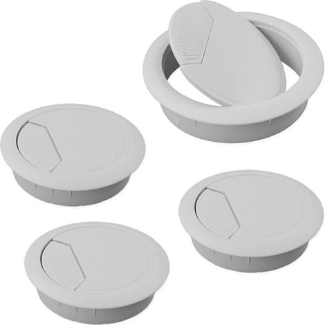 Passecâbles de bureau de 60 mm, 4 câble blanches avec passecâbles, organisateur de câbles de bureau avec passecâbles pour la maison et le bureau