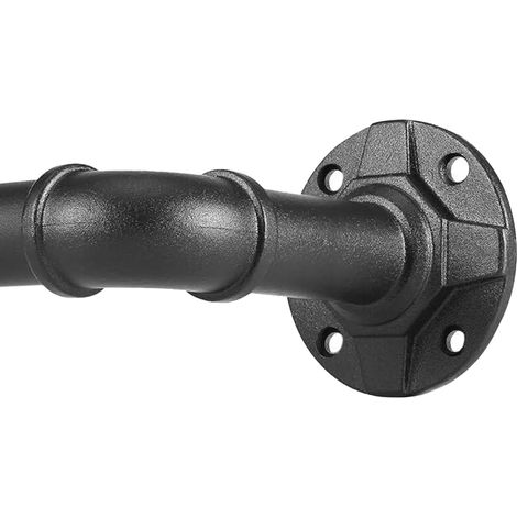 Tringle Rideau Style Industriel Noire, Pour Rideaux à Oeillets, Rail Rideaux Montage Mural et au Plafond, Barre de Rideau Extensible 88-266cm.(88-266CM) (1/5)