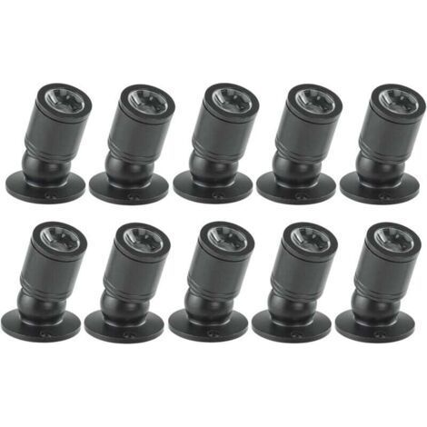 Pack of 10 Ulisem LED Mini Spotlights, 1 W, Recessed, with Driver, 100-265 V AC, for Home, Basement, Jewelry Box, Living Room, Wardrobe [Energy Class A+] (Black, Warm Light) (1/4)
