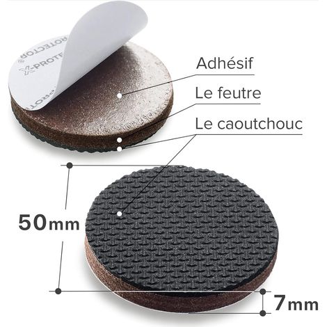 APEX Patin antiderapant 8pc 50 mm Patin Caoutchouc Premium-Patins Antidérapants Autocollants-Anti Dérapent Meuble-pour Fixation en Place (1/5)