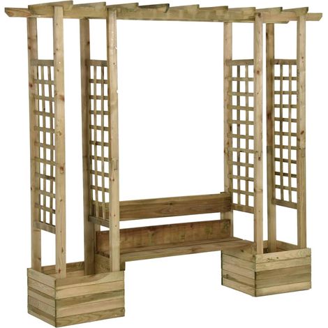 Garten-Pergola mit Bank & Pflanzkübeln Kiefernholz Imprägniert vidaXL (1/5)
