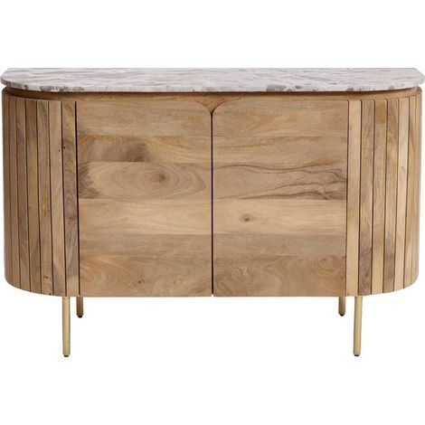 Buffet en marbre et bois de manguier 135cm Cyrène (1/5)