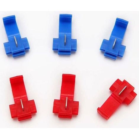 Connecteur Derivation Auto-Denudant - 50 Pièces - Pour Câbles 0 5-2 5 mm² - Rouge et Bleu - Sans Soudure Ni Dénudage (1/5)