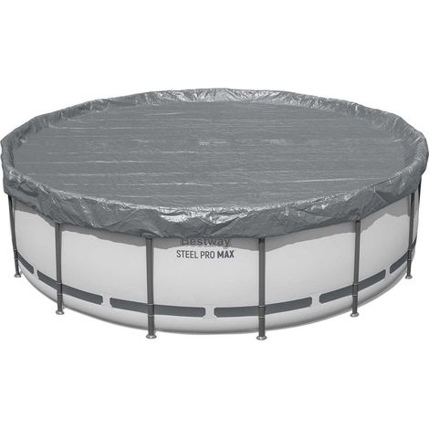 Bâche de protection ronde pour piscine hors sol – Diamètre 4,57 m – En polyester résistant aux UV – Couleur gris foncé – Idéale pour hivernage et sécurité (1/5)