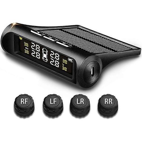 Sensor de presión de neumáticos Sistema de monitoreo de seguridad de neumáticos (TPMS) para vehículos con alimentación solar Alarma de seguridad inalámbrica para automóviles (externa) (1/5)