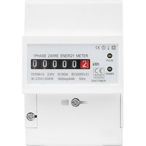 220V Compteur D'Énergie Électrique Monophasé Numérique Multifonctionnel Sur DIN Rail Meter 2 Ligne 4P (5(100) A) (1/5)