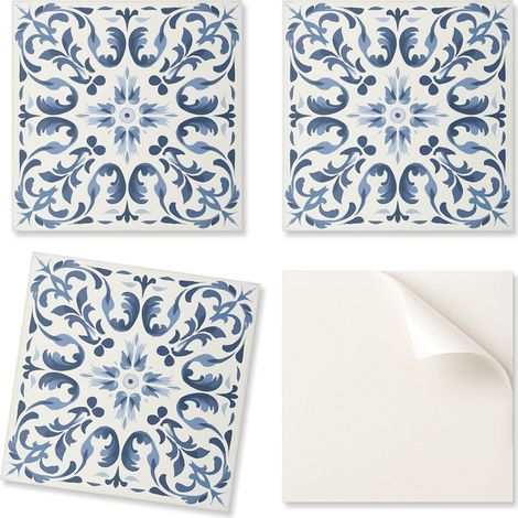 Azulejos decorativos autoadhesivos para una r谩pida renovaci贸n de pared. Dise帽o floral. 9x30x30 cm.
