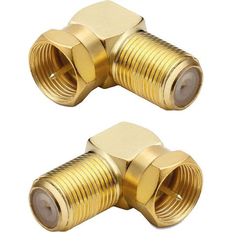 2 pièces Sat Sat Angular Pild 90 degrés, bouchon d'angle de coaxial, angle de bougie d'antenne pour câble d'antenne, câble satellite, câble coaxial, or-plaqué (1/5)