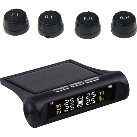 Systeme De Surveillance De La Pression Des Pneus - Affichage LCD Numérique HD - Alimentation USB Ou Solaire - 4 Capteurs Externes - Pour Voiture (1/5)