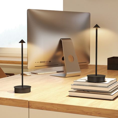 Set mit 2 wiederaufladbaren LED-Tischlampen mit USB-Anschluss, Touch-Steuerung und Dimmfunktion, Ø 10 x 30 cm, Schwarz