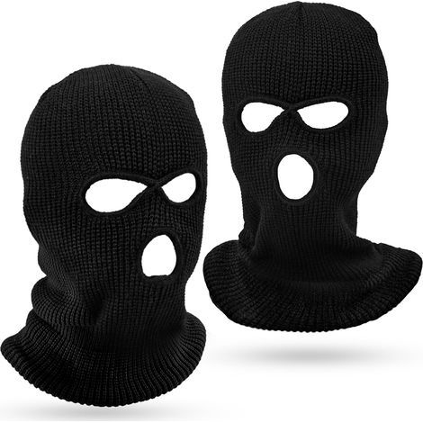Cagoules 3 Trous Balaclava Hiver Lot de 2 - 2 pièces, noir, universel - cagoule ski snowboard cyclisme protection visage - balac (1/5)