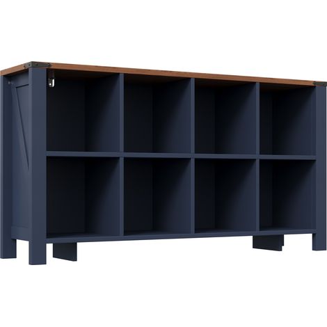 Sideboard mit 8 offenen Fächern aus MDF in Blau, 140 x 34 x 75 cm (1/5)