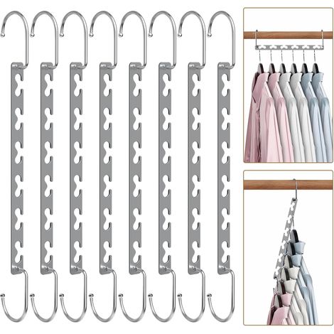 Cintres gain de place inox x8, structure antidérapante pour organiser penderie et placards (1/5)