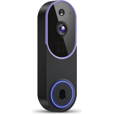 Smart indoor/outdoor video doorbell, battery powered (receiver not included, purple) (1/5)