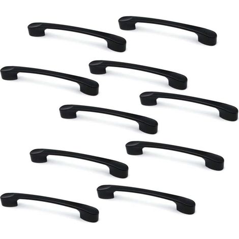Set di 10 maniglie per ante di armadi e cassetti in lega di zinco nero opaco, lunghe 135 mm.