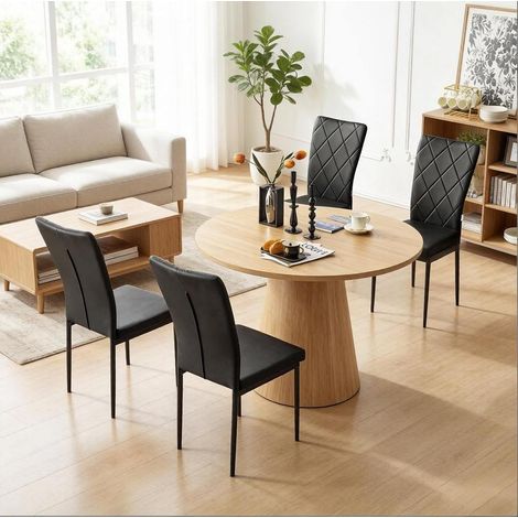 Chaise de salle à manger 41x43x94,5 cm en simili cuir noir, moderne pour salle à manger FloraGrace (1/5)