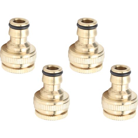Ensemble de 4 raccords de robinet avec filetages femelles 1/2" et 3/4" pour tuyaux d'eau, adaptateurs de tuyau en laiton (1/5)