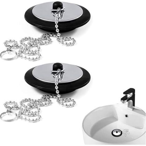 Couvercle de bonde, lot de 2 unités, pour l'entretien de la salle de bain, du lavabo ou de la baignoire, adapté pour empêcher les débris de pénétrer dans la bonde.-AquaForge (1/5)