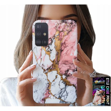Custodia per Samsung Galaxy A51 - effetto marmo rosa e bianco, con motivi a pietra (1/5)