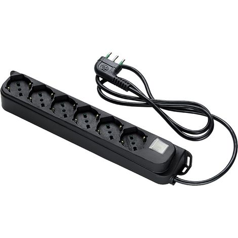 FME 47.431 MULTIPRESA 6P BIP/SC+INT NERO- 1,0 pz