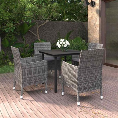 vidaXL Set comedor de jardín 5 pzas y cojines ratán sintético y vidrio (1/5)