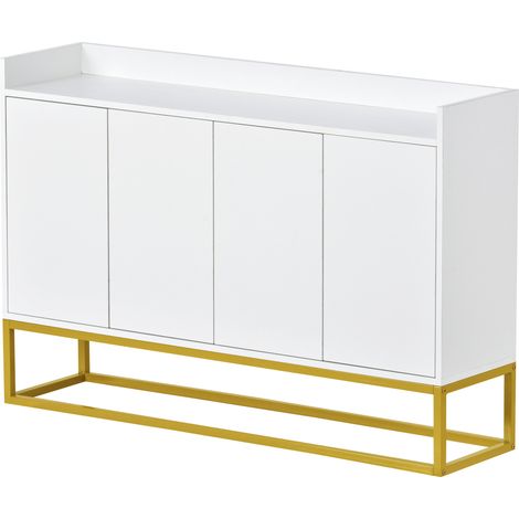 Aparador buffet de 4 puertas sin tiradores 120x30x80 cm blanco HOMVRA (1/5)