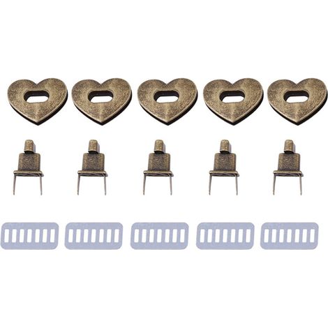 Fermoirs métalliques en forme de cœur, verrouillage tournant, lot de 5 (bronze)