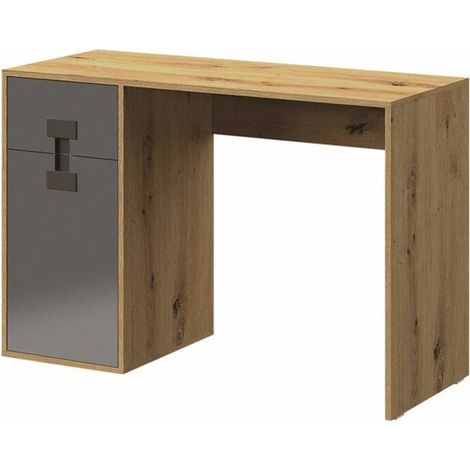 Bureau Florevi 100, Gris brillant + Chêne Artisan, Avec des portes, Avec tiroirs, Le nombre de portes: 1, Nombre de tiroirs: 1, 82x120x50cm (1/5)