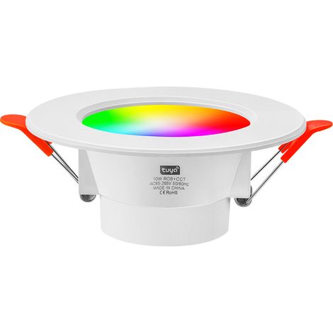 Spot LED Encastré Intelligente Tuya 5W 4 Pouces, Contrôle App/Vocal Bluetooth+WiFi, RGB Dimmable avec Télécommande 2.4G (1/5)