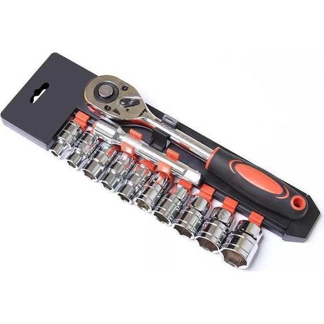 Lot de 12 douilles à cliquet 6,35 mm avec poignée à dégagement rapide en acier pour bateau, moto et vélo, outils de réparation de matériel automobile (1/5)