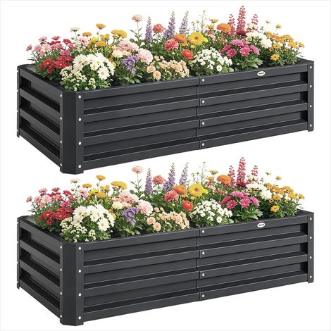 Porte-plantes en acier galvanisé pour potager surélevé lot de 2 (1/5)