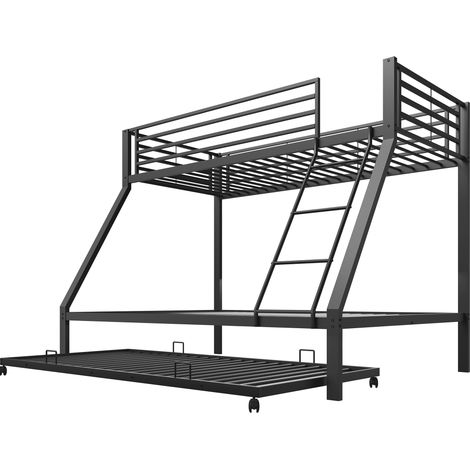 Letto a castello in metallo nero 90x200 e 140x200 cm con letto estraibile 90x190 cm HOMVRA (1/5)
