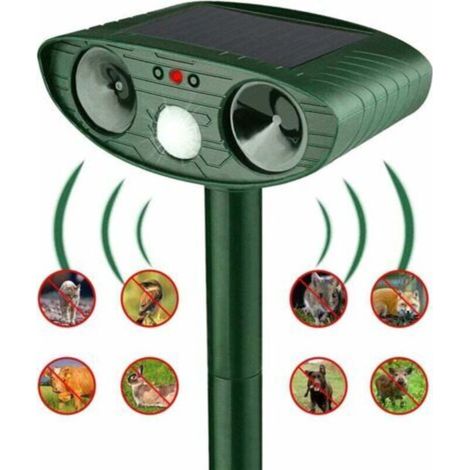 Répulsif Ultrasonique pour Animaux, Repousse Chats, Chiens, Oiseaux et Visons, Solaire, Idéal pour le Jardin (Vert) (1/5)