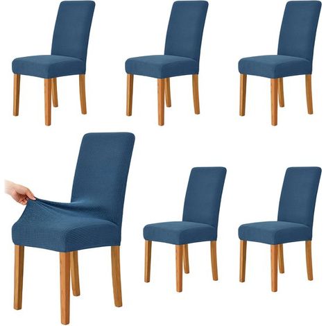 Fundas para sillas de comedor，Paquete de 6，Fundas para sillas，Fundas decorativas para asientos，Largo/Ancho/Alto: 38，48 / 38，48 / 47，58 cm (1/5)