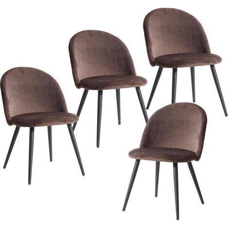 Esszimmerstühle 4er Set Samt Braun mit ergonomischer Rückenlehne (1/5)
