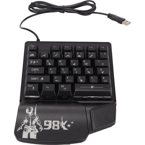 Clavier de jeu à une main, 35 touches, LED unique, design ergonomique, mini clavier de jeu noir pour jeux eSports