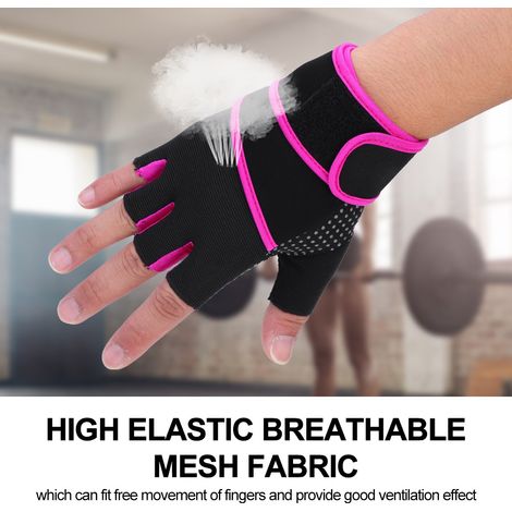 Gants de fitness respirants BOODUN pour musculation et entraînement en salle de sport, avec dragonne (Violet S) (1/5)