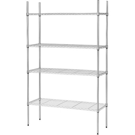 Oypla 4 Tier Heavy Duty Steel Wire Rack Shelf Kitchen Storage Shelving Unit with Wheels
